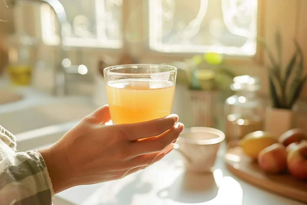 Is This Natural Mounjaro Recipe the Best Cheap GLP‑1 Alternative? 10 Woman holding natural mounjaro recipe drink in bright kitchen morning routine