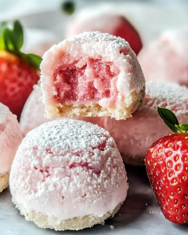 No-bake strawberry cheesecake bites served on a white plate with fresh strawberries
