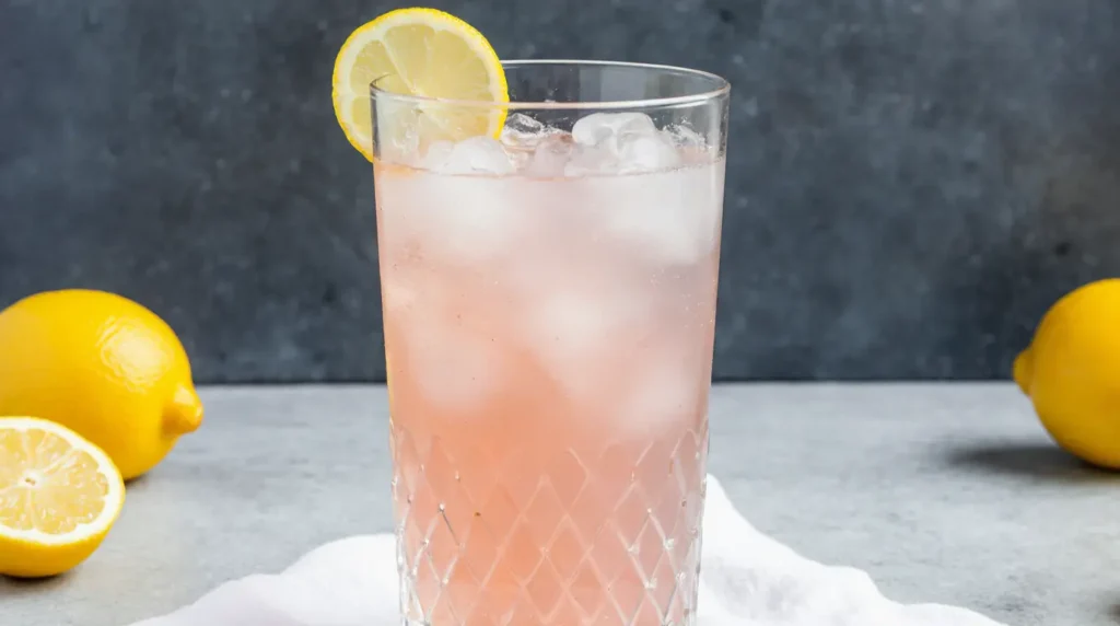 Pink Salt and Lemon Morning Drink Recipe: Chef Peter's Energizing Start (5 Minutes) 8 Pink salt and lemon morning drink recipe in a glass showing light, slightly cloudy texture.