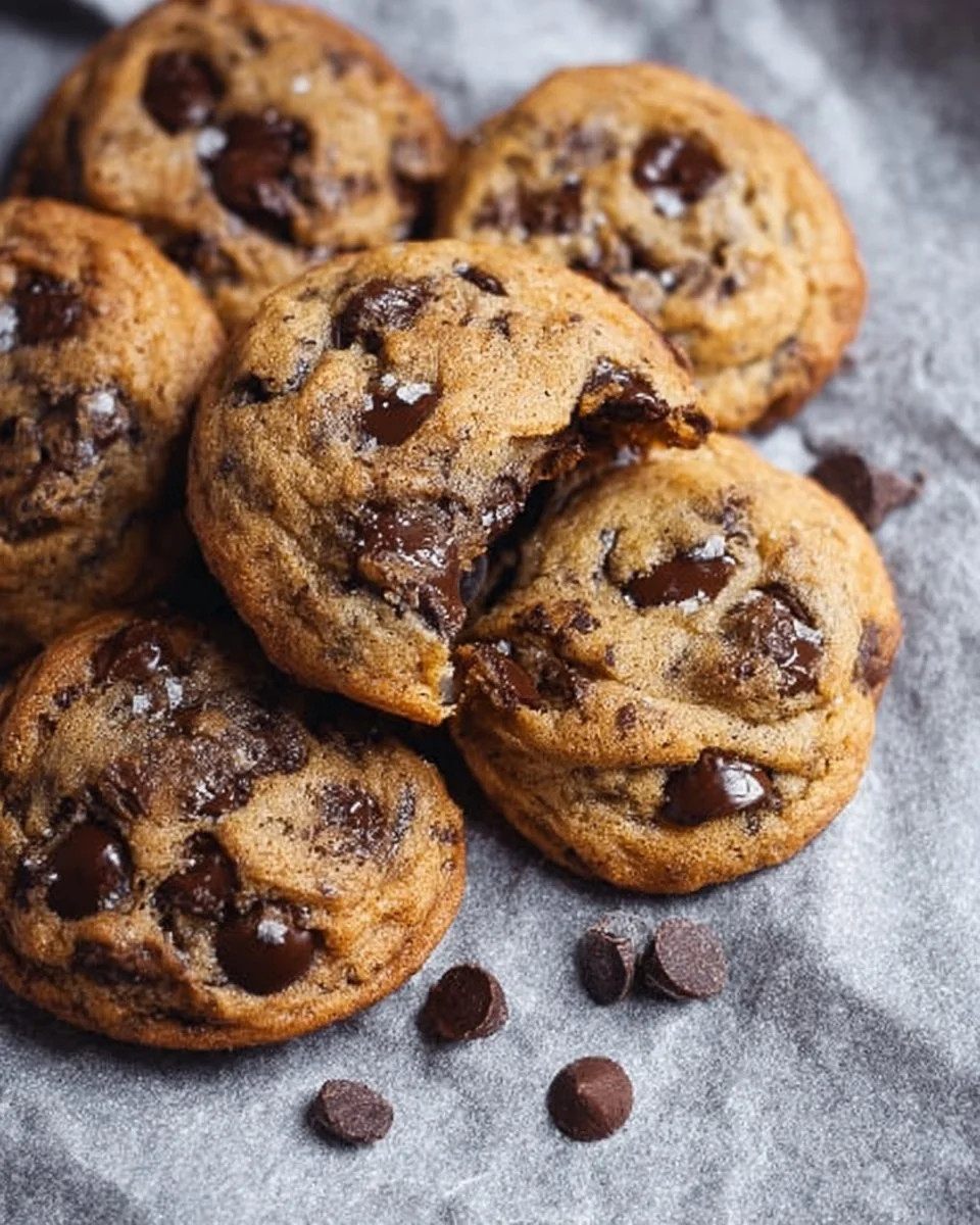 Soft and chewy banana chocolate chip cookies on a baking tray