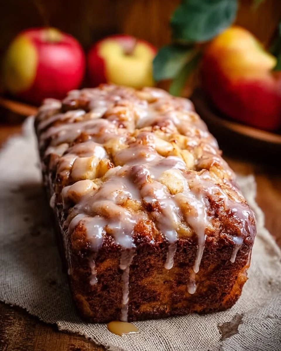 A slice of spiced apple fritter bread, ideal for fall baking and gatherings.
