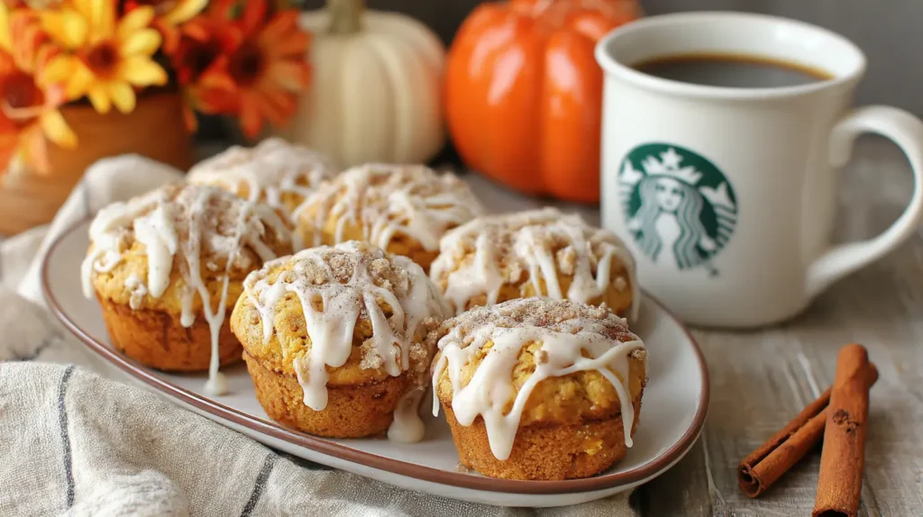 Starbucks pumpkin muffin recipe served on a plate with coffee for a cozy fall breakfast.