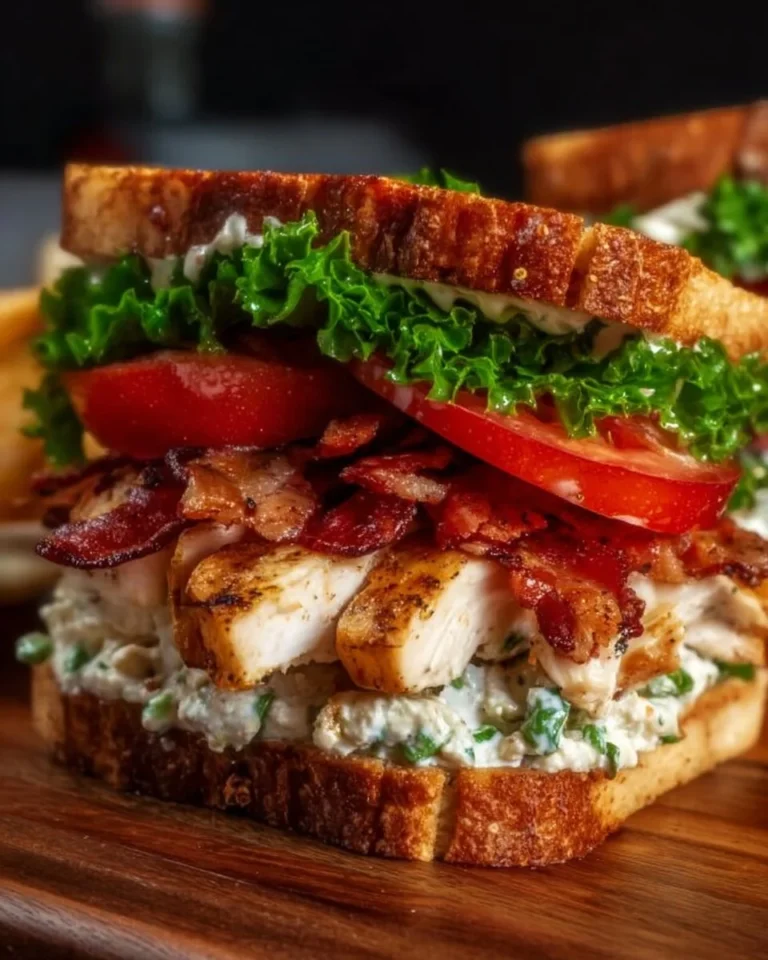 Ultimate loaded chicken club sandwich with bacon and avocado ranch spread