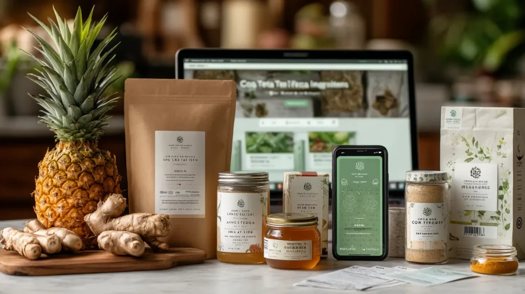 where can i buy costa rican tea for weight loss showing fresh grocery ingredients laptop shopping and affordable costs on white marble counter