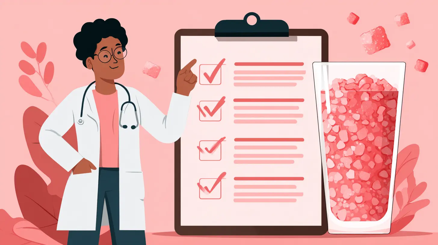 Doctor pointing to a checklist explaining who should NOT try pink salt safely.