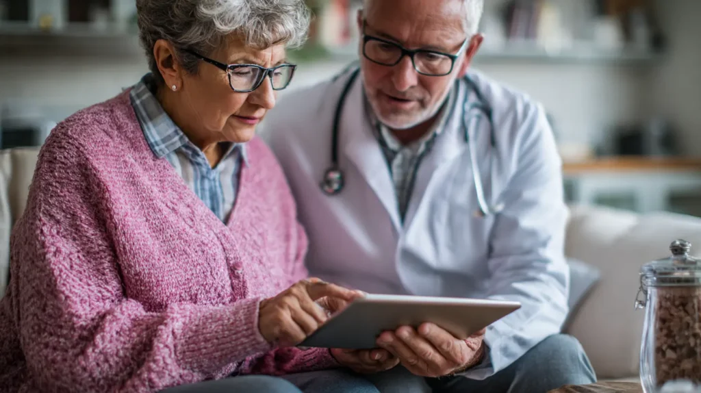 Who Should NOT Try the Pink Salt Trick? (Critical Warnings) 2 Older adult discussing who should NOT try pink salt with a kidney specialist.