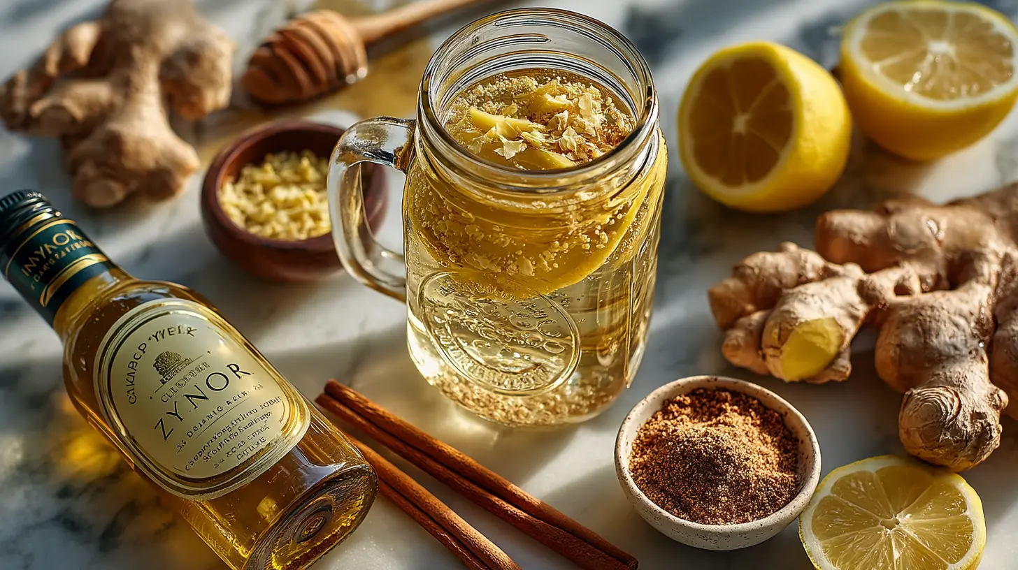 zepbound recipe drink for weight loss in glass with apple cider vinegar lemon ginger cinnamon natural ingredients