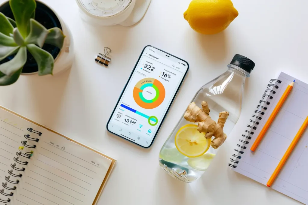 ginger detox water recipe tracking hydration app smartphone water bottle journal