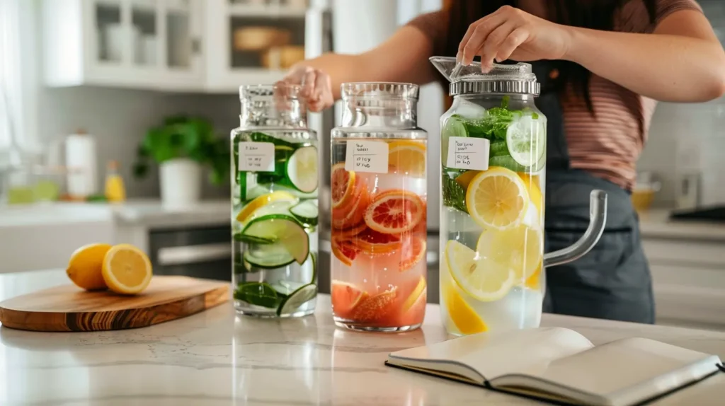 best detox water combinations weekly meal prep mason jars refrigerator organized
